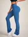 SHEIN Daily&Casual Women's Seamless High Elasticity Flare Pants Sports Trousers
