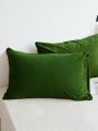 2pcs Bright Green Crystal Velvet Pillowcase