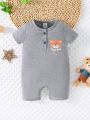 3pcs/Set Baby Boy Cute Bear Printed Short Sleeves Rompers With Shorts For Summer