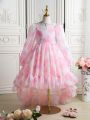 Tween Girl Fresh Style Tail Dress For Performance, Wedding, Evening Party And Birthday Party
