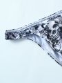 Men'S Printed Thong Underwear With Three Skull Patterns