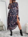 SHEIN Maternity Floral High Neck Dress