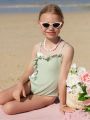 Tween Girls' Colorblock Ruffle Hem One-Piece Swimsuit