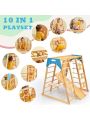Merax Wooden Indoor Kids Playground Jungle Gym with Slide, Toddlers Wooden Climber 8-in-1 Slide Playset, Wooden Rock Climbing Wall with Rope Wall Climb, Monkey Bars, and Swing for Kids