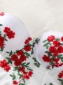 SHEIN Women's Flower Embroidered Strapless Bra