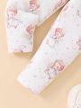 Baby Girls' Cute Angel Patterned Long Sleeve And Pants Pajamas Set