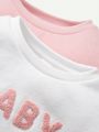 Cozy Cub Baby Girl 2pcs Letter Flocking Sweatshirt