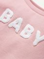 Cozy Cub Baby Girl 2pcs Letter Flocking Sweatshirt