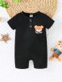 3pcs/Set Baby Boy Cute Bear Printed Short Sleeves Rompers With Shorts For Summer