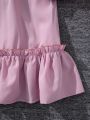 Teen Girls' Pink Ladylike Fashionable Strap Dress