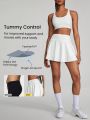 GLOWMODE FeatherFit™-Air Tummy Control Built-In Shorts Pocket Anti-Slip Strips Tennis Skirt Light Support Low Impact Tennis Golf