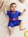 SHEIN Baby Boys' Romper Shorts And Cape Superman Costume