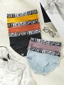 5pcs/pack Women's Triangle Panties With Printed Words