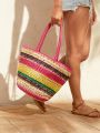 SHEIN VCAY Double Handle Striped Tote Bag