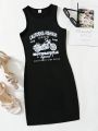 SHEIN Kids HYPEME Girls' Knit Printed Dress