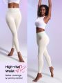 SHEIN Leisure Solid Color High-Waisted Sports Leggings