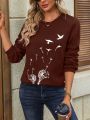 Women's Dandelion Printed Raglan Sleeve Sweatshirt