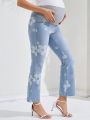 SHEIN Maternity Floral Pattern Flared Jeans