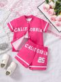 Baby Girls' Summer Jacket, Shorts And Knitted Top 3pcs Outfit Set