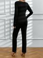 SHEIN Maternity Solid Color Slim Fit Jumpsuit