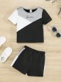 SHEIN Baby Boy Colorblock Casual Outfit