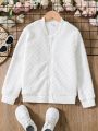 SHEIN Kids Nujoom Girls' Elegant Knitted Texture Baseball Jacket