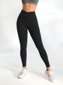 SHEIN Leisure Solid Color High Waisted Athletic Leggings