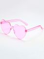 12pcs Women's Pink & Rose Red Heart Shape Sunglasses With Pc Decoration Suitable For Festival Parties