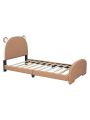 PU Twin Size Upholstered Platform Bed with Bear-shaped Headboard and Footboard