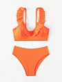 SHEIN Swim Vcay Ladies' Ruffled Swimsuit Set
