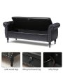 Modern Rolled Arm Storage Ottoman Bench, Multifunctional Storage Rectangular Sofa Stool, Leather Storage Benches for Bedroom Entryway Hallway Living Room