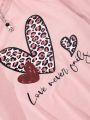 Teen Girls' Heart & Text Printed Round Neck Casual Sweatshirt