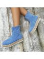 Women's Woven Rope Fashionable Boat Shoes With Anti-slip Sole, Slip-on Ankle Boots, Casual And High Top