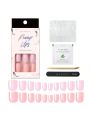Makartt Short Press On Nails Kit Acrylic Nude Pink & Peach Pink Stick on Nails for Women 10 Sizes 24 Pcs with Nail Stick Adhesive Tabs Nail file Flase Nails Press On for DIY Nail Art Manicure Salon