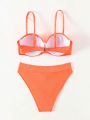 SHEIN Swim Basics Ladies' Solid Color Swimsuit Set