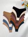 11pcs/pack Solid Color No-trace Triangle Panties With Scallop Edge