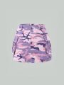 Teen Girls' Vintage Streetwear Camouflage Multi-pocket Loose Fit Comfortable Denim Overall Skirt