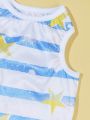 PETSIN 1pc Sea Blue Stripe & Yellow Star Pattern Cute Summer Pet Vest