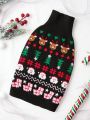 PETSIN Christmas Pet Sweater With Santa Claus And Reindeer Pattern, Fit For Fido