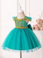 Baby Girls' Ribbon Sequin Mesh Puffy Formal Dress With Tulle