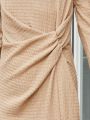 SHEIN Kids SUNSHNE Big Girls' Pleats & Slits Hemline Maxi Dress