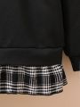 SHEIN Kids FANZEY Girls (small) Black Sweatshirt With Lace Collar And Bow Tie