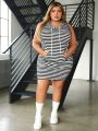 SHEIN CURVE+ Plus Size Women's Striped Hooded Dress
