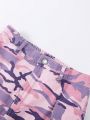 Teen Girls' Vintage Streetwear Camouflage Multi-pocket Loose Fit Comfortable Denim Overall Skirt