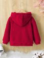 SHEIN Kids EVRYDAY Toddler Boys' Thick Letter Embroidery Hoodie, Cute And Simple Style, Autumn And Winter