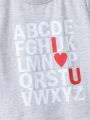 SHEIN Kids EVRYDAY Boys' Comfortable Basic T-Shirt With Letter Print For Fall