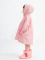 Pink Girl's Ruffled Skirt Raincoat
