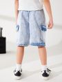 SHEIN Boys' Loose Fit Workwear Denim Shorts