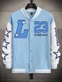 Manfinity Sporsity Men's Loose Fit Baseball Jacket With Printed Patterns And Buttons
