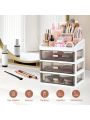Makeup Organizer for Vanity,Large Capacity Countertop Organizer,Bathroom Bedroom Desk Cosmetic Display Cases for Skin Care BrushesEyeshadow Lotions Lipstick Nail Polish (Black 3 Drawer)